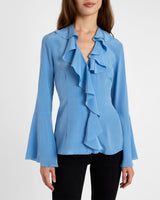 SYDNEY Silk Long Sleeve Ruffle Blouse