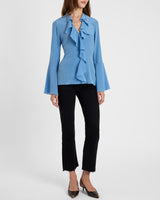 SYDNEY Silk Long Sleeve Ruffle Blouse