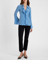 SYDNEY Silk Long Sleeve Ruffle Blouse