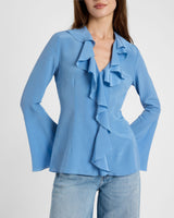 SYDNEY Silk Long Sleeve Ruffle Blouse