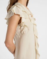 DENISE Silk Ruffle Shift Dress