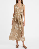 CONA Midi Dress with Ruffle Panel