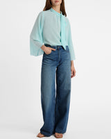 LENA Tie Neck Blouse in Silk Crepe De Chine