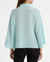 LENA Tie Neck Blouse in Silk Crepe De Chine