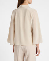 LENA Tie Neck Blouse in Silk Crepe De Chine