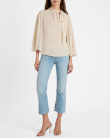 LENA Tie Neck Blouse in Silk Crepe De Chine
