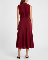 PETRA Sleeveless Mock Neck Silk Midi Dress