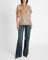 GUITA Flutter Sleeve Blouse in Floral Voile