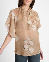 GUITA Flutter Sleeve Blouse in Floral Voile