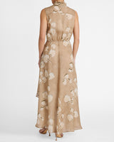 CARSON Sleeveless Hi-Lo Midi Dress in Floral Printed Voile