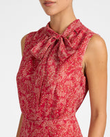 PETRA Sleeveless Mock Neck Midi Dress in Printed Georgette