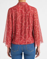 LENA Tie Neck Blouse in Printed Georgette