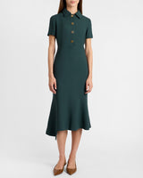 SAHARA Short Sleeve Asymmetric Midi Twill Dress