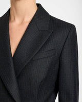 MALLI Single Button Jacket in Tonal Mini Check Wool