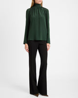 PHOENIX Mock Neck Blouse in Silk Crepe de Chine