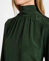 PHOENIX Mock Neck Blouse in Silk Crepe de Chine