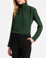 PHOENIX Mock Neck Blouse in Silk Crepe de Chine
