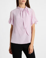 ATHENA Silk Blouse with Short Flutter-Sleeves