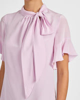 ATHENA Silk Blouse with Short Flutter-Sleeves