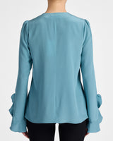 ANNA Silk Ruffle Cuff Blouse