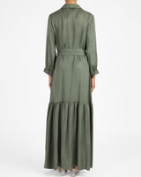 FLORA Tonal Jacquard Maxi Shirt Dress