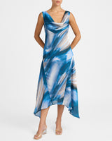 PINA Cowl Neck Midi Dress in Abstract Print