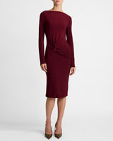 KEEGAN Draped Knot Long Sleeve Jersey Dress