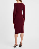 KEEGAN Draped Knot Long Sleeve Jersey Dress