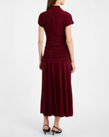KARDI Ruched Mock Neck Maxi Dress in Soft Jersey