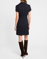 CASEY Collared Short Dress in Tonal Luxury Tweed