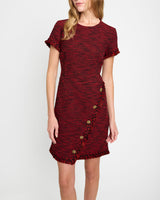 LONI Tweed Dress with Decorative Trim Detail