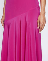 KAY Sleeveless Silk Fit and Flare Keyhole Midi Dress