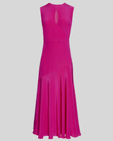 KAY Sleeveless Silk Fit and Flare Keyhole Midi Dress