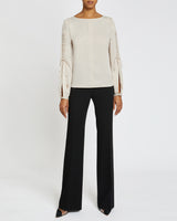 LIVI Long Sleeve Top with Grommet Detail in Fluid Crepe