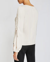 LIVI Long Sleeve Top with Grommet Detail in Fluid Crepe