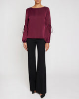 LIVI Long Sleeve Top with Grommet Detail in Fluid Crepe