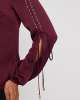 LIVI Long Sleeve Top with Grommet Detail in Fluid Crepe