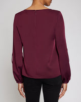 LIVI Long Sleeve Top with Grommet Detail in Fluid Crepe