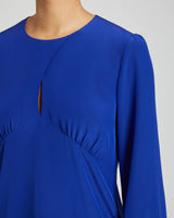 LYRA Long Sleeve Silk Blouse with Keyhole Neckline