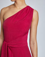 REGANA One-Shoulder Sleeveless Faux Wrap Dress