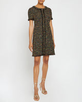 SHEA Short Sleeve Shift Dress in Luxury Lurex Tweed