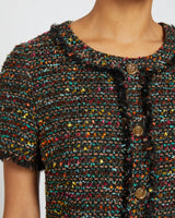 SHEA Short Sleeve Shift Dress in Luxury Lurex Tweed