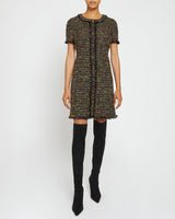 SHEA Short Sleeve Shift Dress in Luxury Lurex Tweed