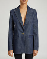 ZOE Single-Button Oversized Blazer in Cotton Denim