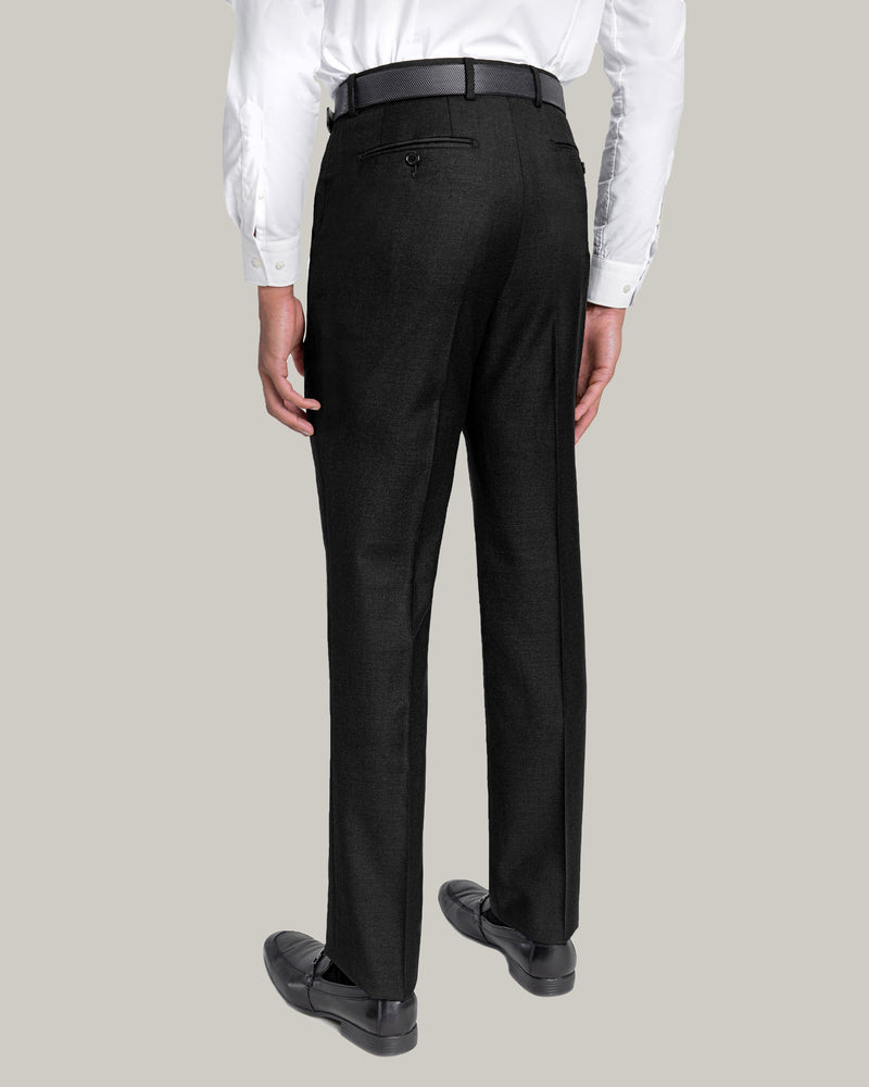Flat Front Trouser in Loro Piana Luxury Serge Wool Fabric, Black