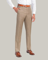 Flat Front Trouser in Loro Piana Luxury Serge Wool Fabric, Tan