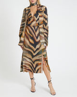 CRYSTAL Wrap Dress with Neck Tie