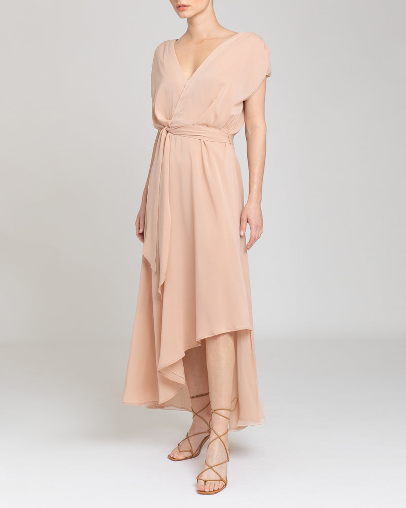 FALLON Cap Sleeve Dress with Hi-Lo Skirt