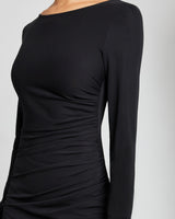 ABBY Long Sleeve Dress with Side Ruching in Luxury Jersey