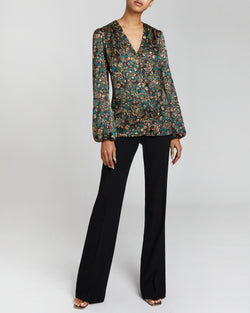 ALEXIA Long Sleeve Buttoned Blouse in Modern Floral Print